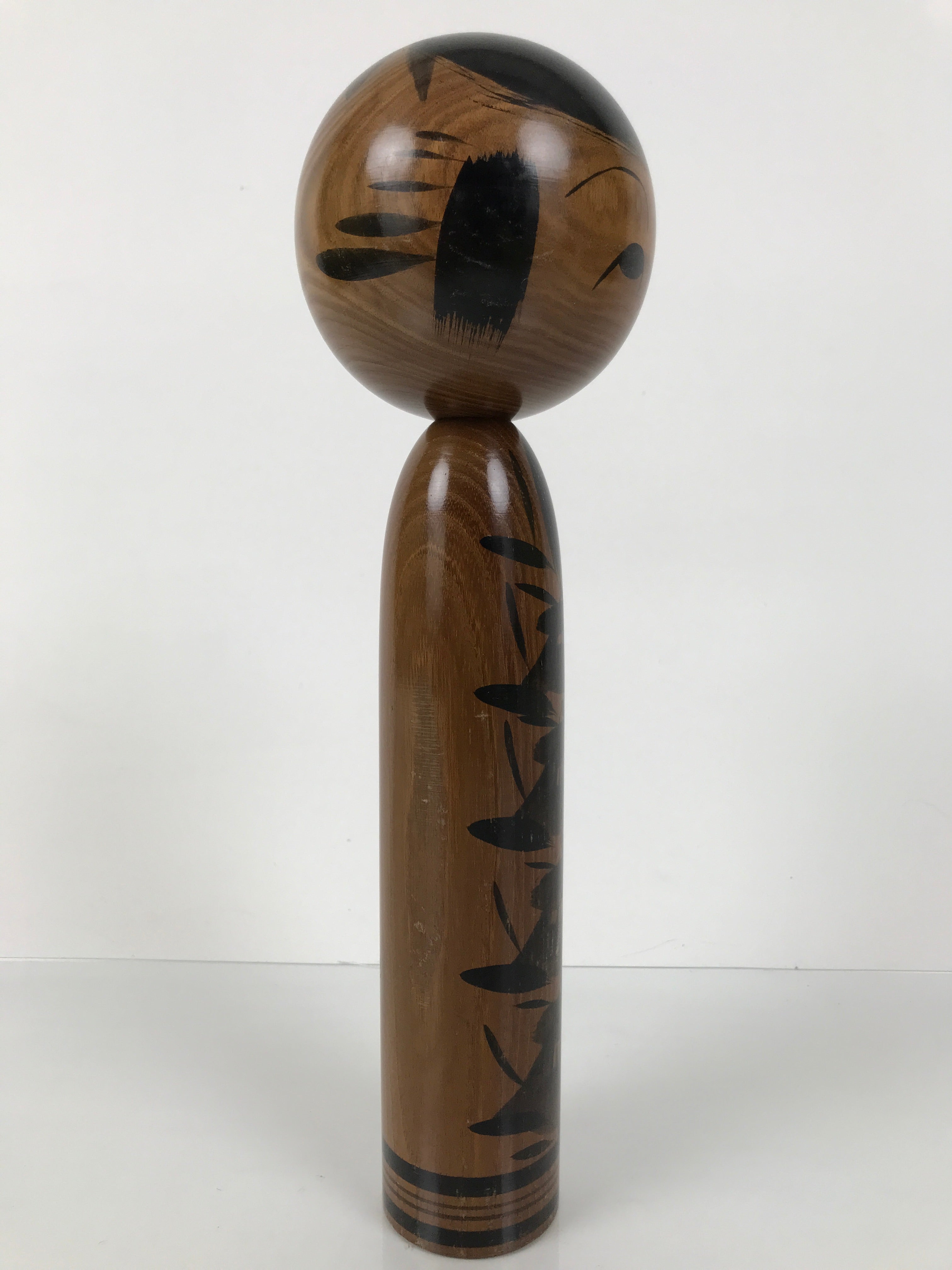 Japanese Classic Wooden Kokeshi Doll Black Brown Amulet Traditional Craft KF774