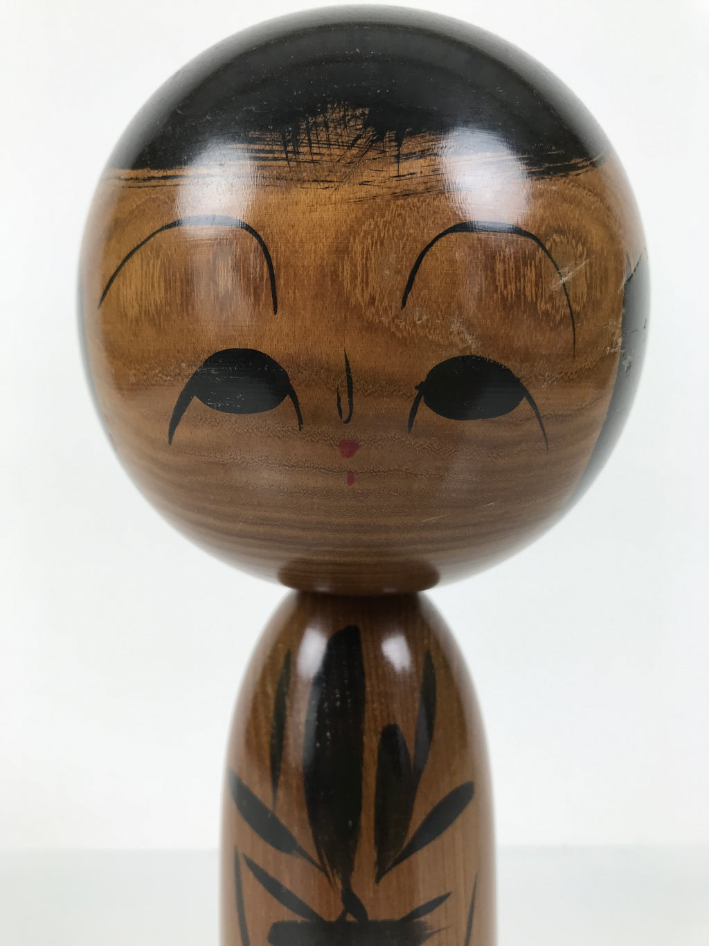 Japanese Classic Wooden Kokeshi Doll Black Brown Amulet Traditional Craft KF774