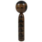 Japanese Classic Wooden Kokeshi Doll Black Brown Amulet Traditional Craft KF774