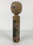 Japanese Classic Wooden Kokeshi Doll Vtg Black Brown Traditional Craft KF789