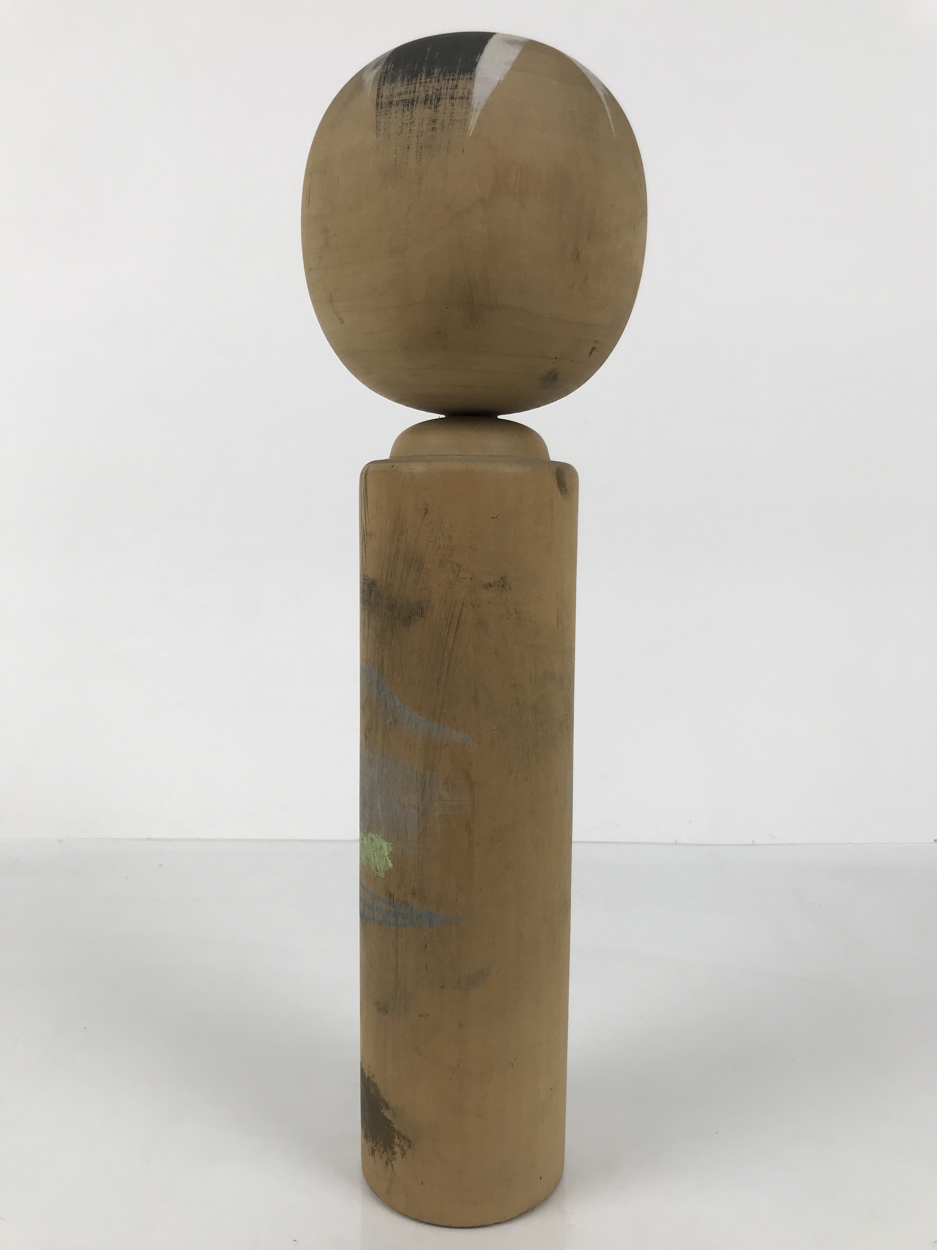 Japanese Classic Wooden Kokeshi Doll Vtg Black Brown Traditional Craft KF789