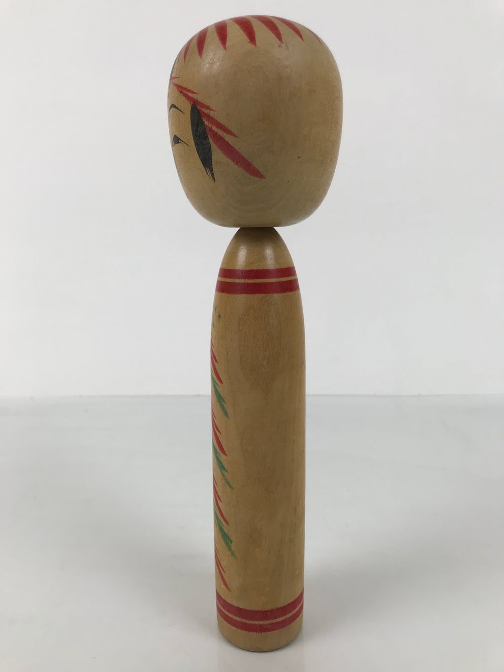 Japanese Classic Wooden Kokeshi Doll Vtg Black Red Brown Traditional Craft KF766