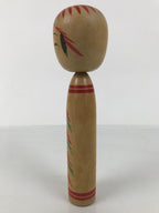 Japanese Classic Wooden Kokeshi Doll Vtg Black Red Brown Traditional Craft KF766