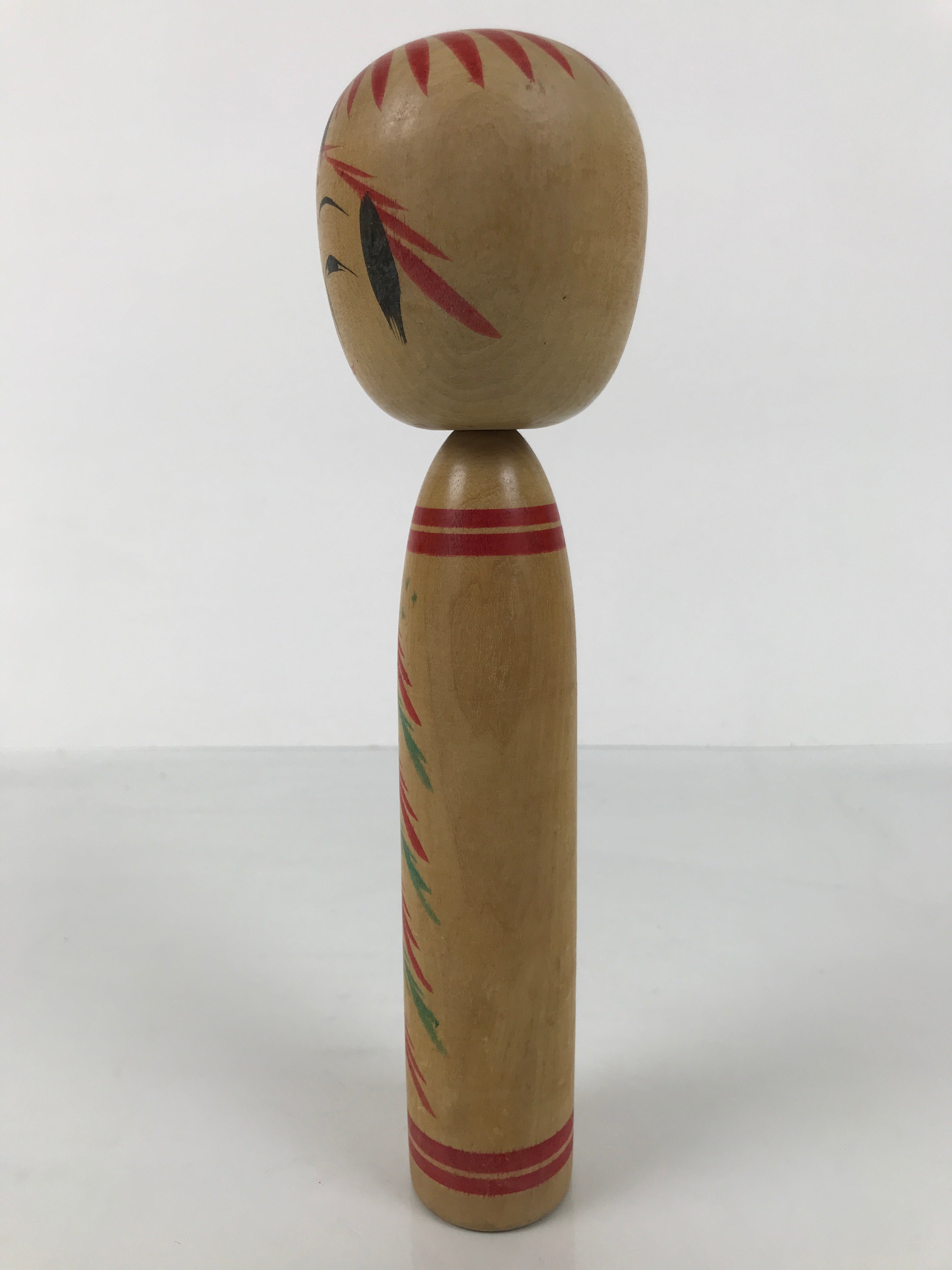Japanese Classic Wooden Kokeshi Doll Vtg Black Red Brown Traditional Craft KF766