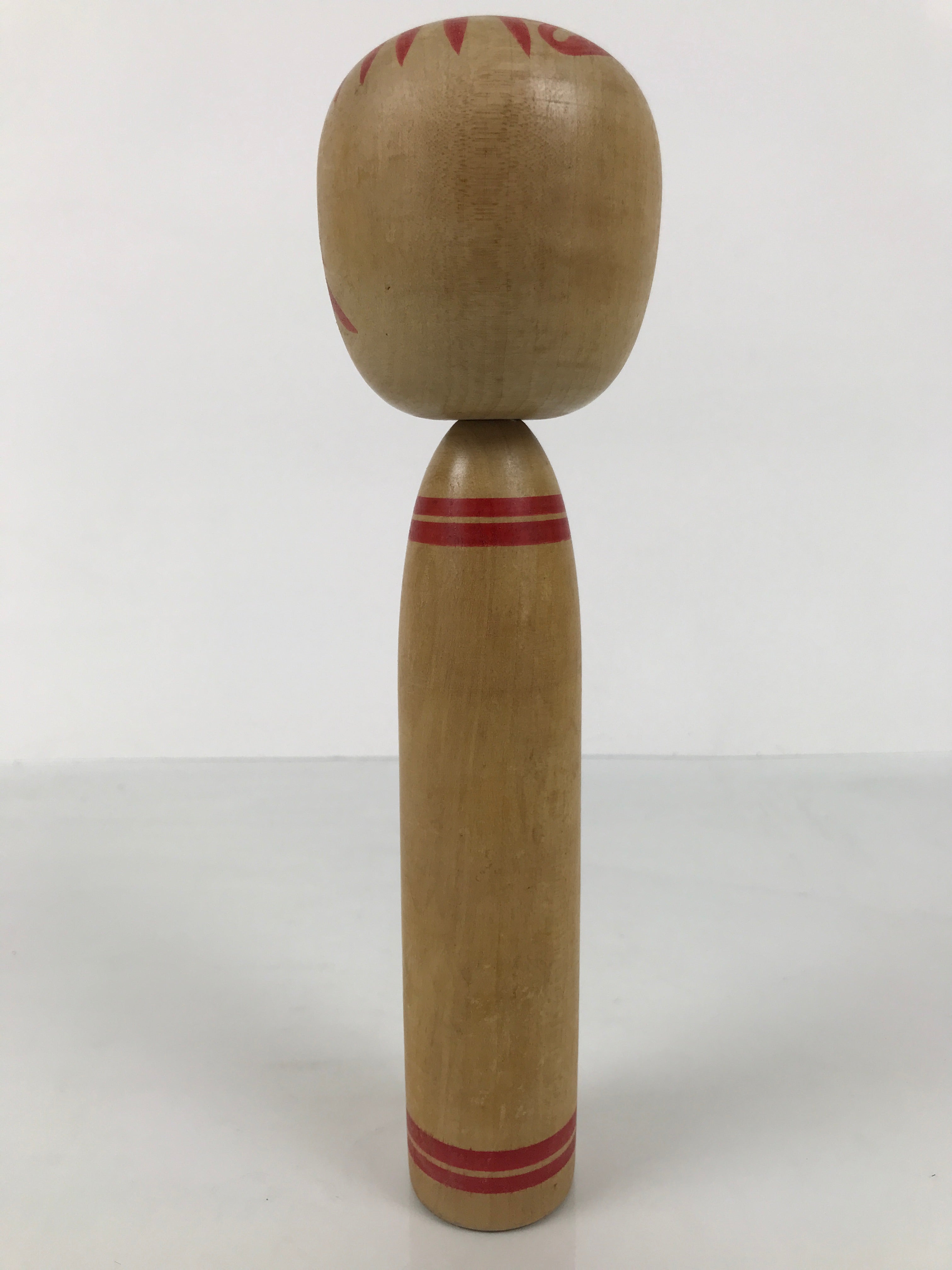 Japanese Classic Wooden Kokeshi Doll Vtg Black Red Brown Traditional Craft KF766