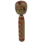 Japanese Classic Wooden Kokeshi Doll Vtg Black Red Brown Traditional Craft KF766