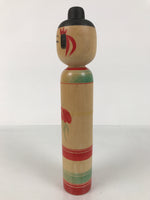 Japanese Classic Wooden Kokeshi Doll Vtg Black Red Brown Traditional Craft KF768