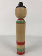 Japanese Classic Wooden Kokeshi Doll Vtg Black Red Brown Traditional Craft KF768