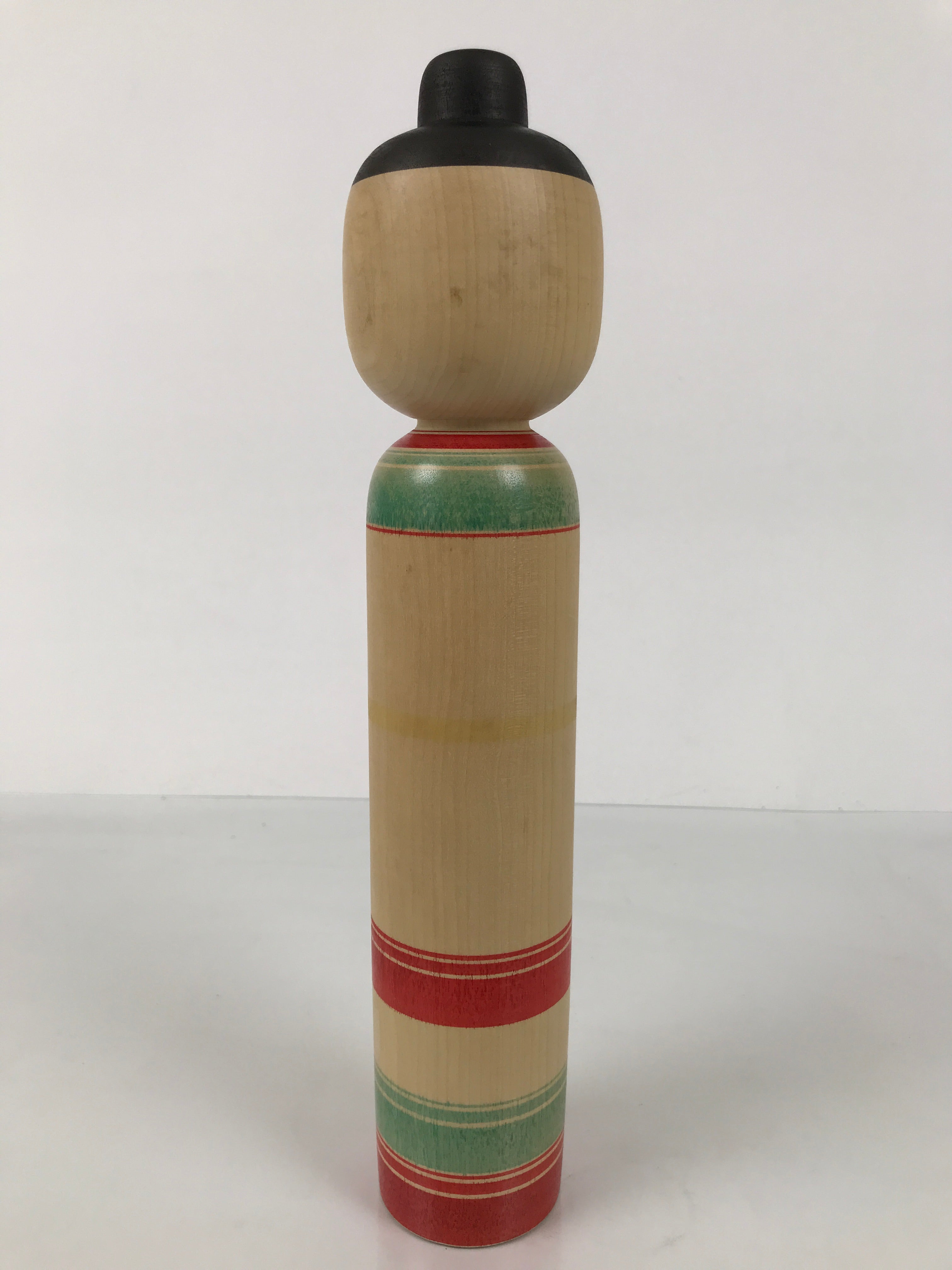 Japanese Classic Wooden Kokeshi Doll Vtg Black Red Brown Traditional Craft KF768