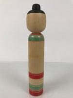 Japanese Classic Wooden Kokeshi Doll Vtg Black Red Brown Traditional Craft KF768