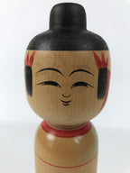 Japanese Classic Wooden Kokeshi Doll Vtg Black Red Brown Traditional Craft KF768