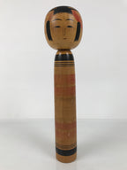 Japanese Classic Wooden Kokeshi Doll Vtg Black Red Brown Traditional Craft KF769