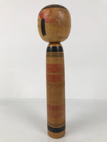 Japanese Classic Wooden Kokeshi Doll Vtg Black Red Brown Traditional Craft KF769