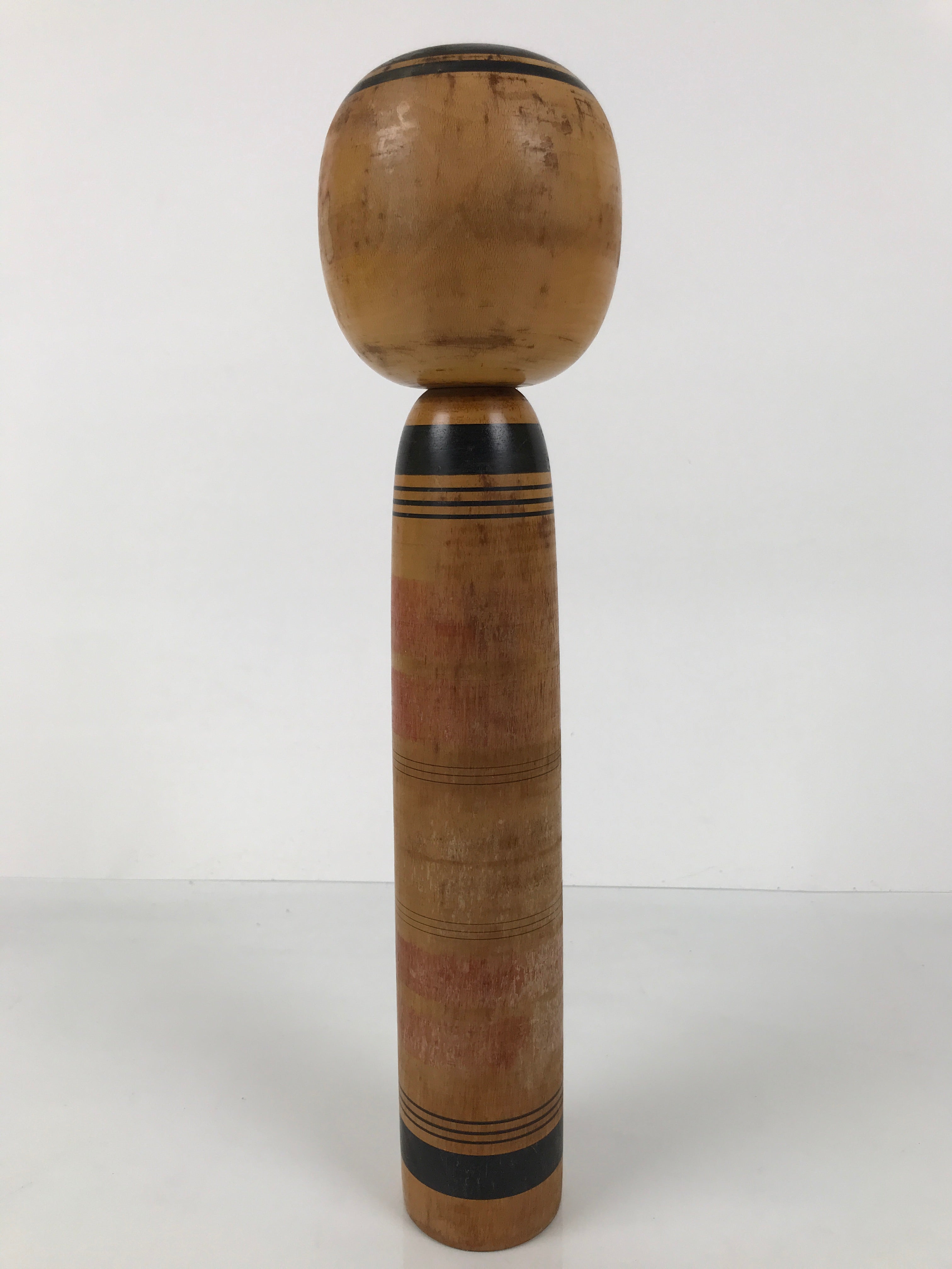 Japanese Classic Wooden Kokeshi Doll Vtg Black Red Brown Traditional Craft KF769