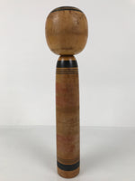 Japanese Classic Wooden Kokeshi Doll Vtg Black Red Brown Traditional Craft KF769