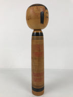 Japanese Classic Wooden Kokeshi Doll Vtg Black Red Brown Traditional Craft KF769