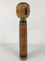 Japanese Classic Wooden Kokeshi Doll Vtg Black Red Brown Traditional Craft KF769