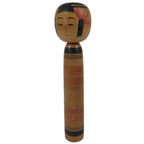 Japanese Classic Wooden Kokeshi Doll Vtg Black Red Brown Traditional Craft KF769