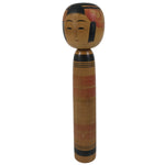 Japanese Classic Wooden Kokeshi Doll Vtg Black Red Brown Traditional Craft KF769