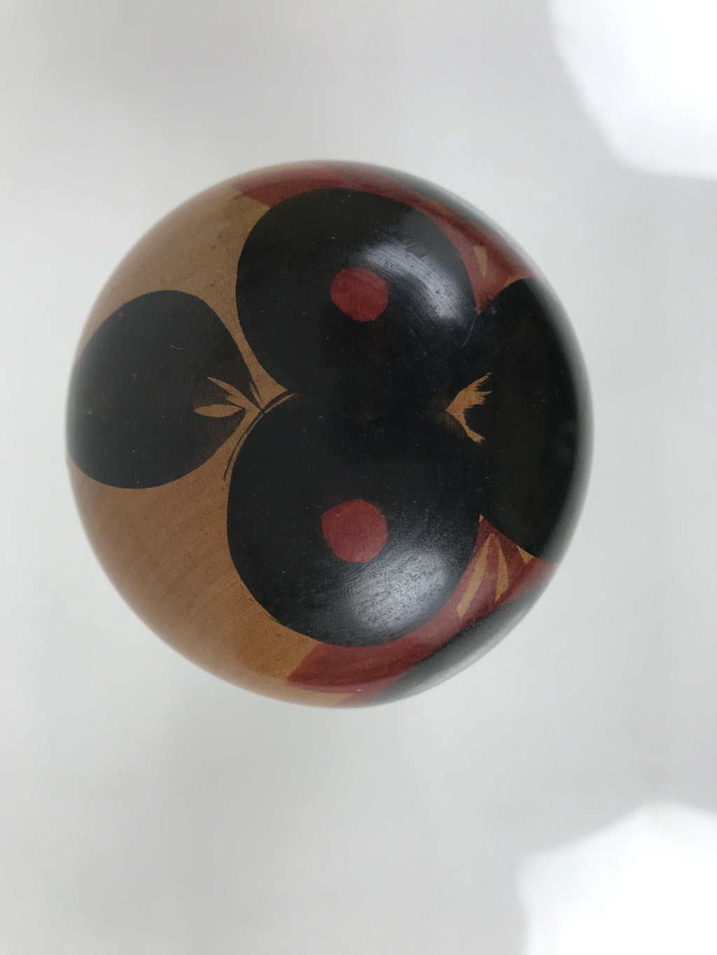 Japanese Classic Wooden Kokeshi Doll Vtg Black Red Brown Traditional Craft KF770