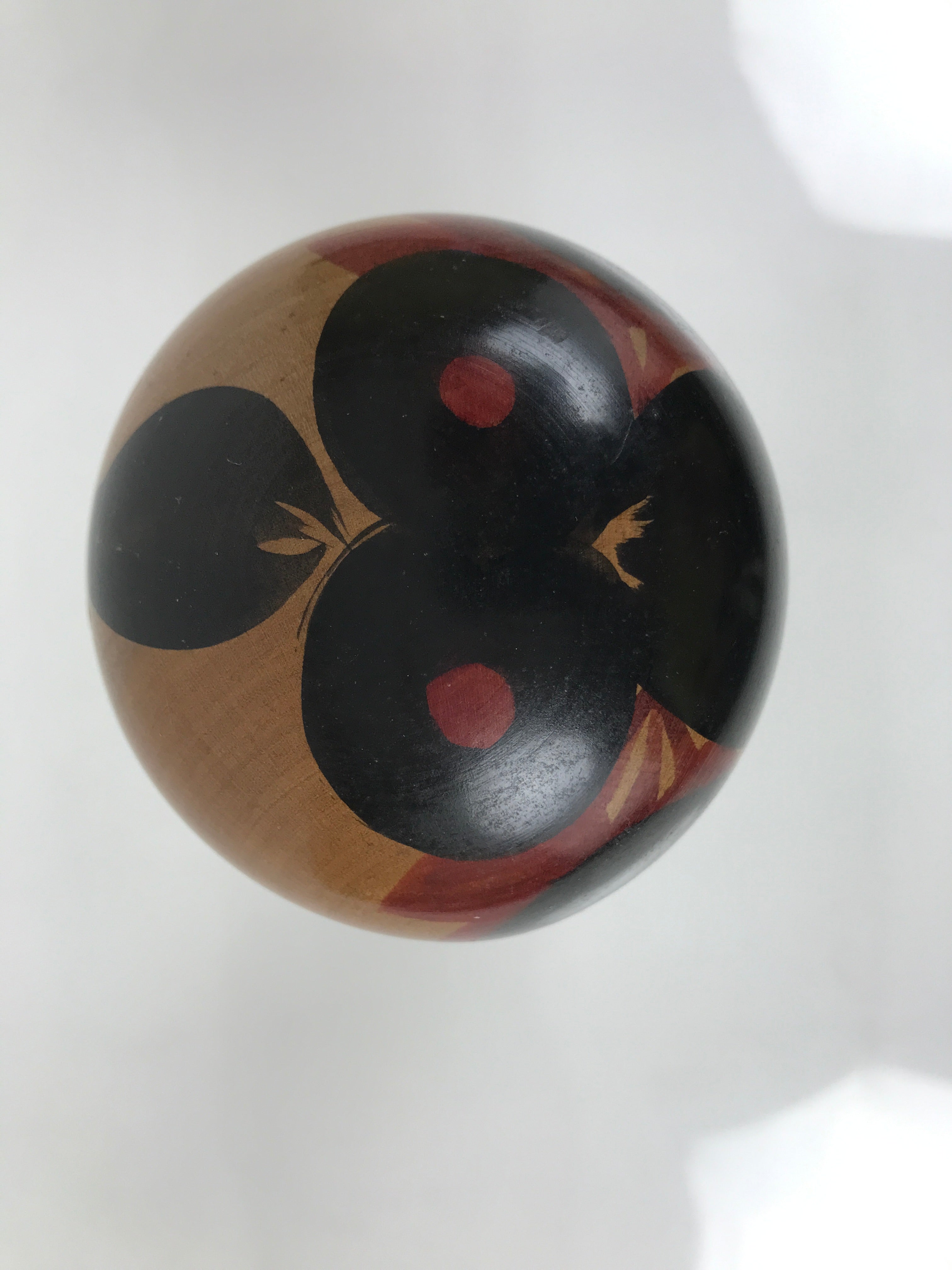 Japanese Classic Wooden Kokeshi Doll Vtg Black Red Brown Traditional Craft KF770
