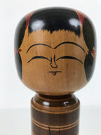 Japanese Classic Wooden Kokeshi Doll Vtg Black Red Brown Traditional Craft KF770