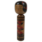 Japanese Classic Wooden Kokeshi Doll Vtg Black Red Brown Traditional Craft KF770
