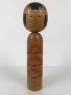 Japanese Classic Wooden Kokeshi Doll Vtg Black Red Brown Traditional Craft KF773