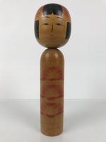 Japanese Classic Wooden Kokeshi Doll Vtg Black Red Brown Traditional Craft KF773
