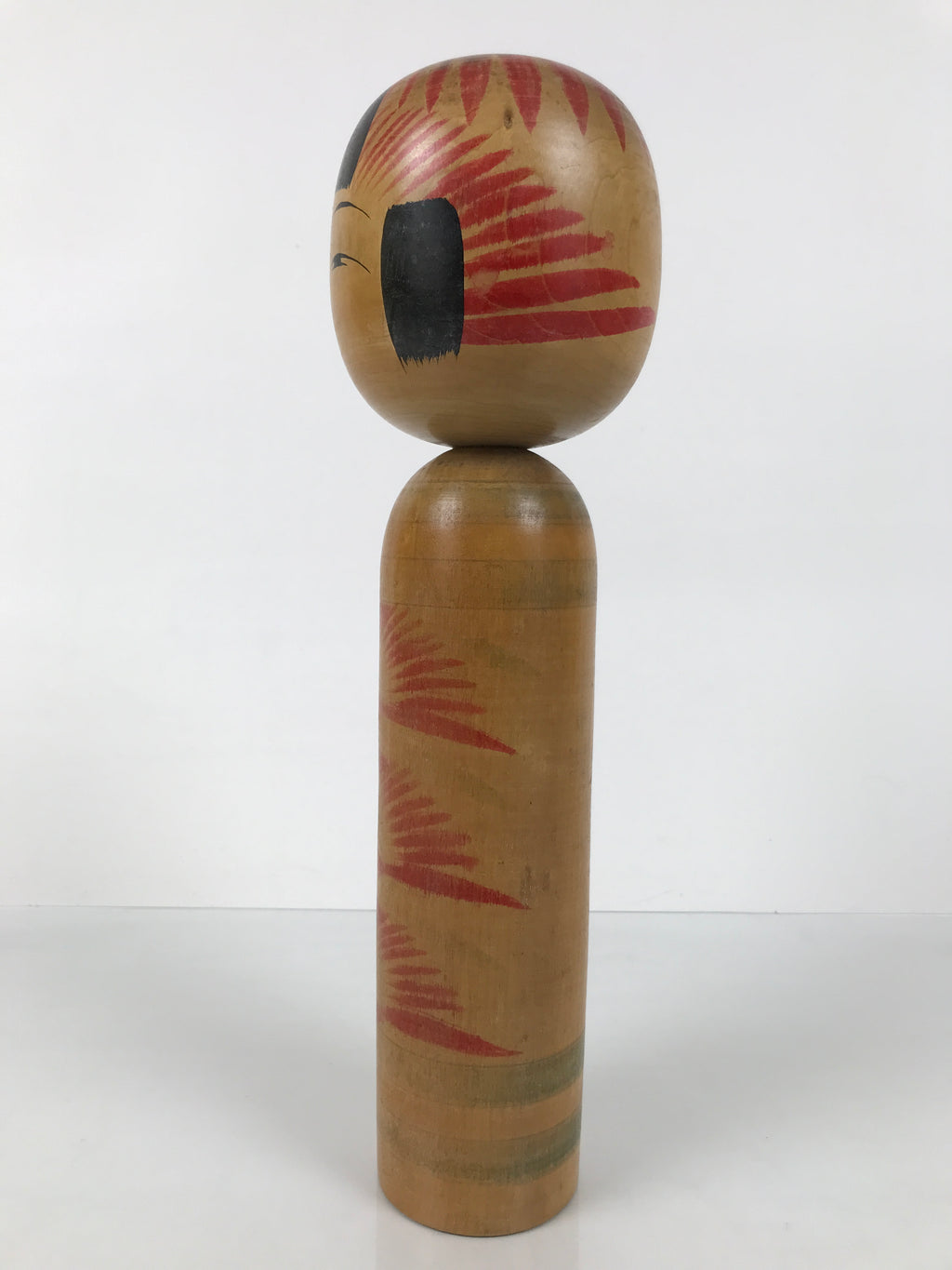 Japanese Classic Wooden Kokeshi Doll Vtg Black Red Brown Traditional Craft KF773