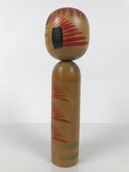 Japanese Classic Wooden Kokeshi Doll Vtg Black Red Brown Traditional Craft KF773