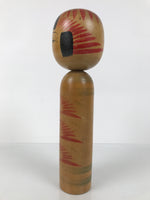 Japanese Classic Wooden Kokeshi Doll Vtg Black Red Brown Traditional Craft KF773