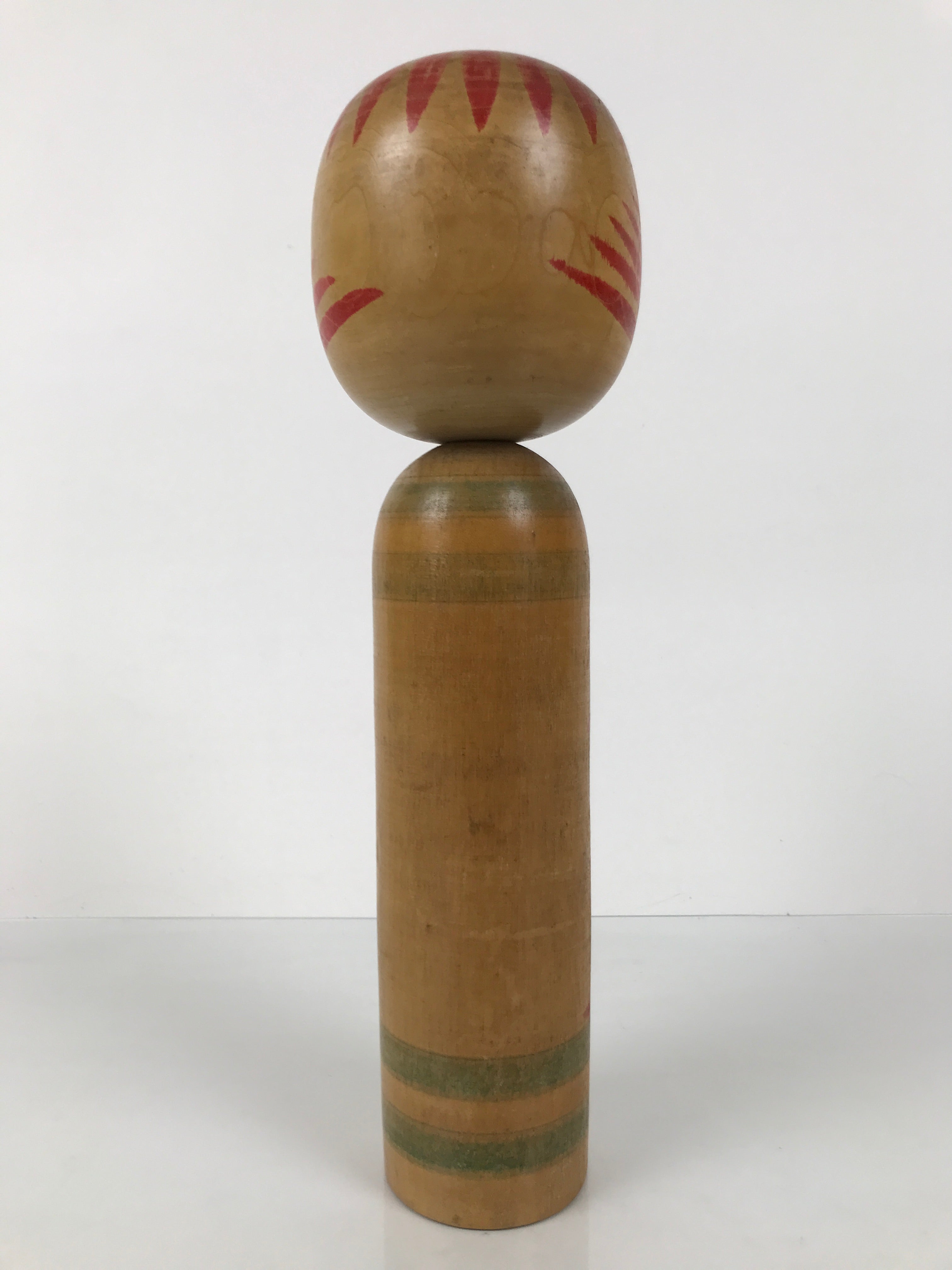 Japanese Classic Wooden Kokeshi Doll Vtg Black Red Brown Traditional Craft KF773