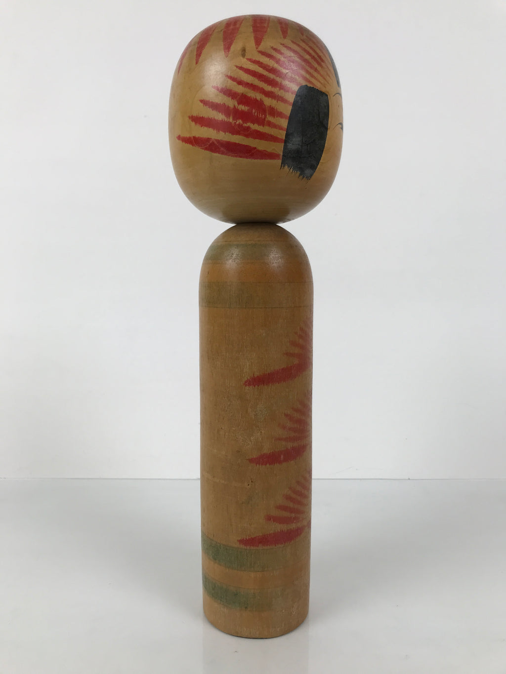 Japanese Classic Wooden Kokeshi Doll Vtg Black Red Brown Traditional Craft KF773