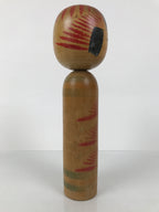 Japanese Classic Wooden Kokeshi Doll Vtg Black Red Brown Traditional Craft KF773
