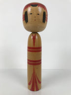 Japanese Classic Wooden Kokeshi Doll Vtg Black Red Brown Traditional Craft KF775