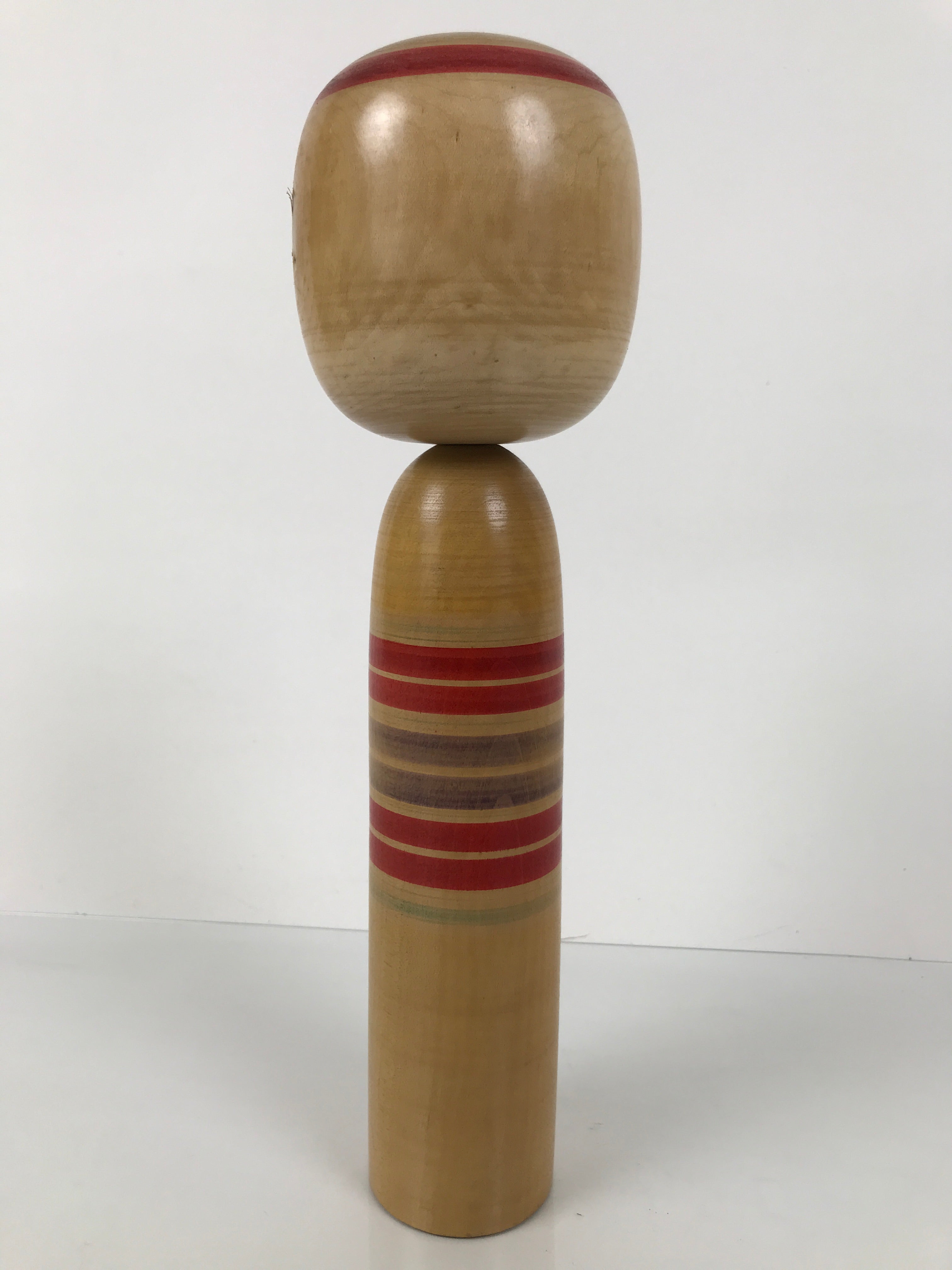 Japanese Classic Wooden Kokeshi Doll Vtg Black Red Brown Traditional Craft KF775