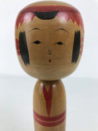 Japanese Classic Wooden Kokeshi Doll Vtg Black Red Brown Traditional Craft KF775