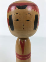Japanese Classic Wooden Kokeshi Doll Vtg Black Red Brown Traditional Craft KF775
