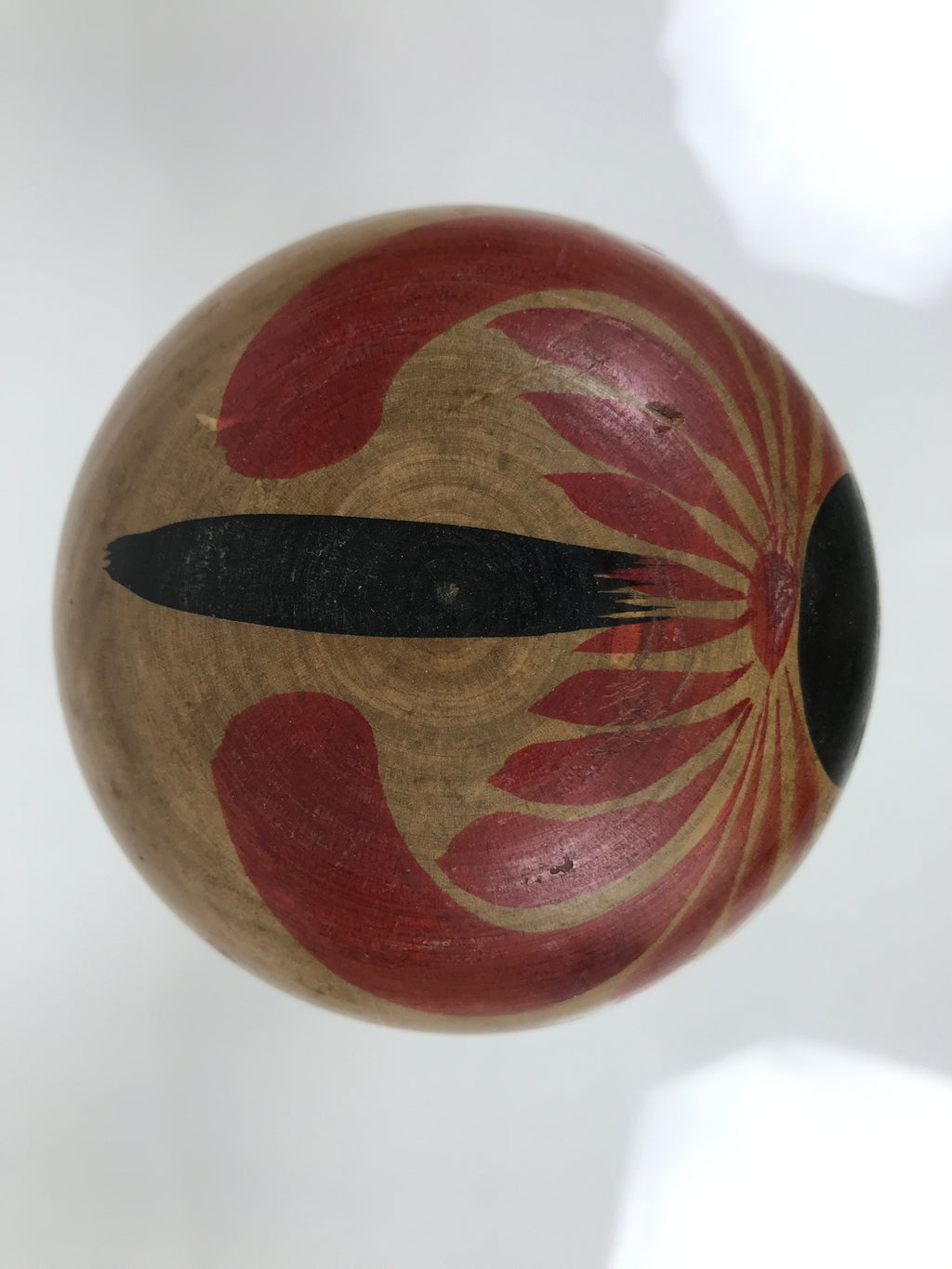 Japanese Classic Wooden Kokeshi Doll Vtg Black Red Brown Traditional Craft KF778