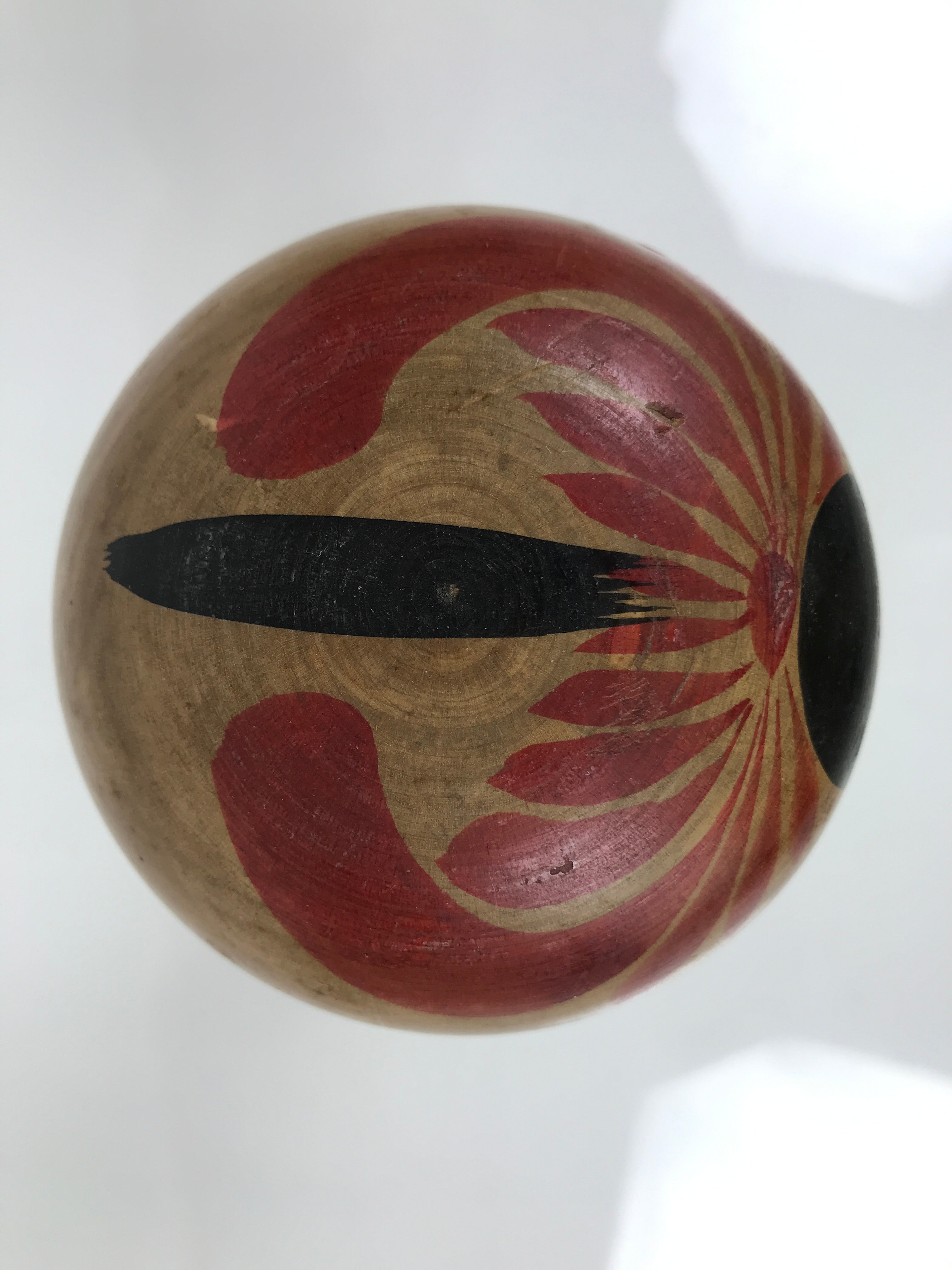 Japanese Classic Wooden Kokeshi Doll Vtg Black Red Brown Traditional Craft KF778