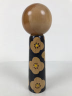 Japanese Classic Wooden Kokeshi Doll Vtg Black Red Brown Traditional Craft KF779