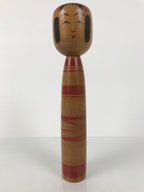 Japanese Classic Wooden Kokeshi Doll Vtg Black Red Brown Traditional Craft KF782