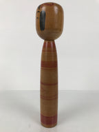 Japanese Classic Wooden Kokeshi Doll Vtg Black Red Brown Traditional Craft KF782