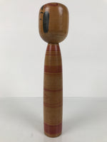 Japanese Classic Wooden Kokeshi Doll Vtg Black Red Brown Traditional Craft KF782