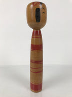 Japanese Classic Wooden Kokeshi Doll Vtg Black Red Brown Traditional Craft KF782