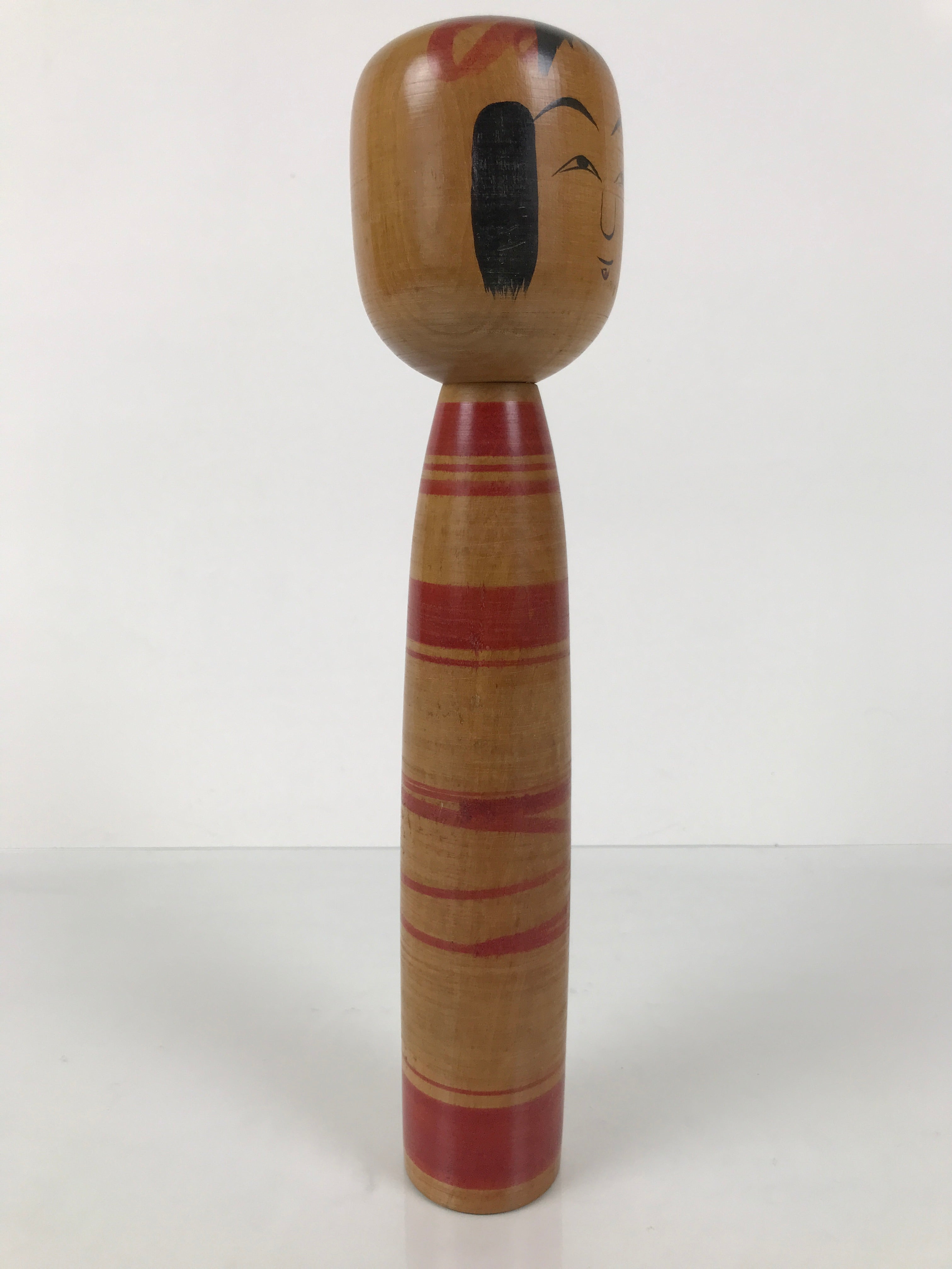Japanese Classic Wooden Kokeshi Doll Vtg Black Red Brown Traditional Craft KF782