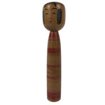 Japanese Classic Wooden Kokeshi Doll Vtg Black Red Brown Traditional Craft KF782