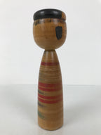 Japanese Classic Wooden Kokeshi Doll Vtg Black Red Brown Traditional Craft KF784