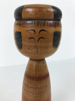 Japanese Classic Wooden Kokeshi Doll Vtg Black Red Brown Traditional Craft KF784